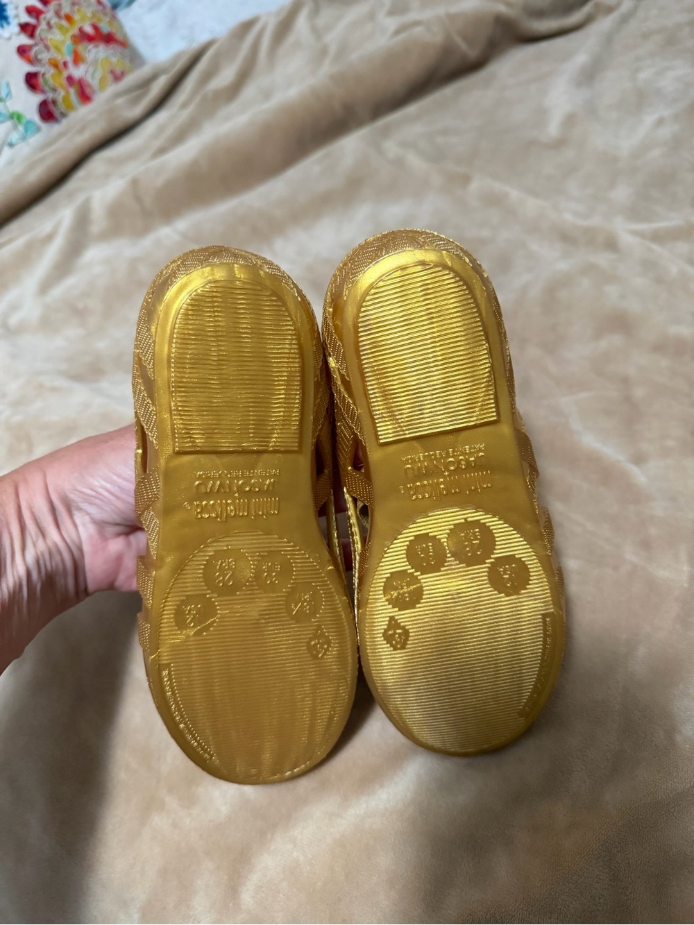 Mini Melissa x Jason Wu Kids Gold Mary Jane Jelly Sandals Size 12 - Picture 10 of 12